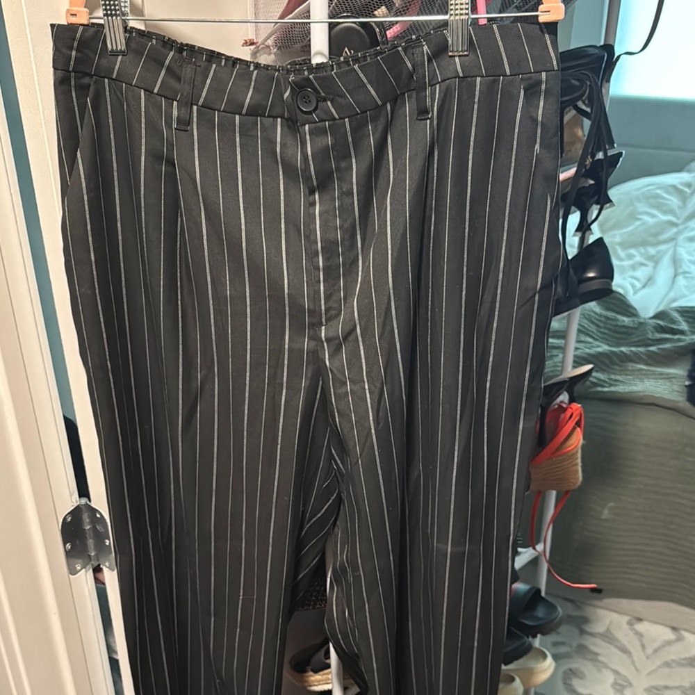 Black Pinstripe Trousers